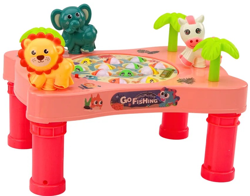 LEAN TOYS Arkádová hra – Rybičky ružový stôl