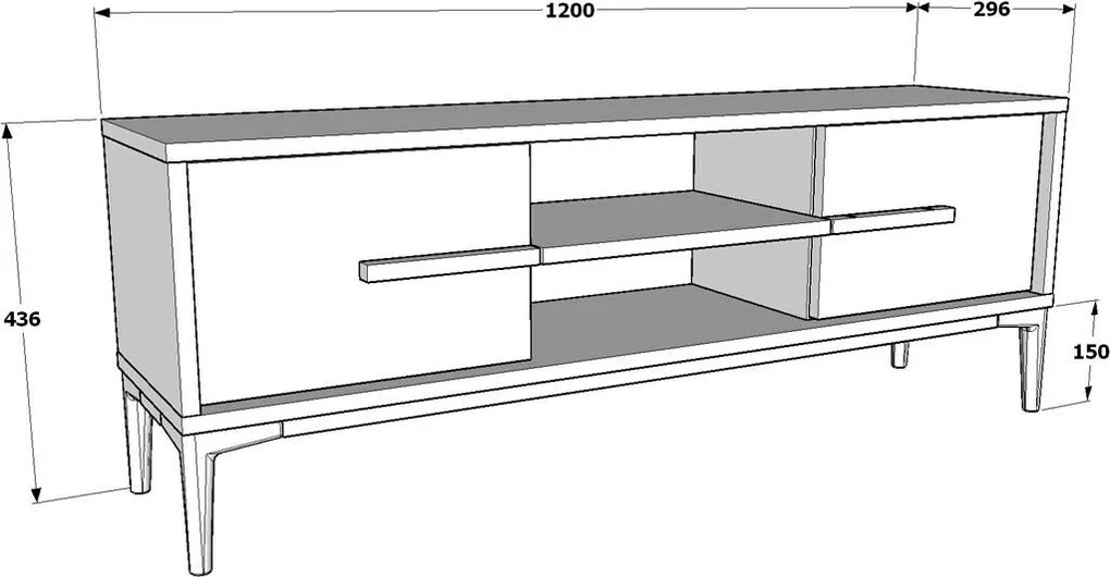 Televízny stolík Eslem v bielej a orechovej farbe