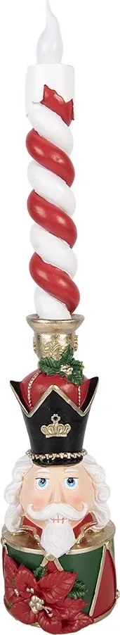Svietnik so sviečkou červený luskáčik Nutcracker – 9*10*45 cm