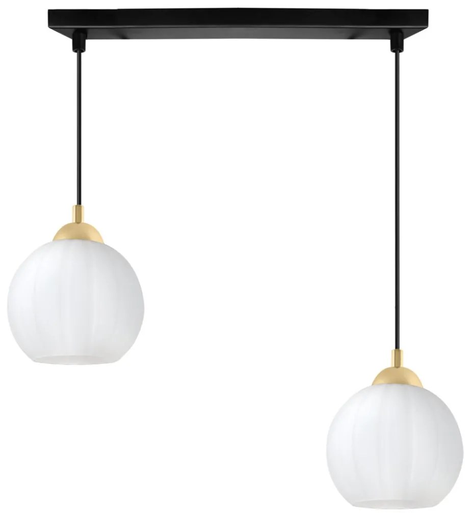 Závesné svietidlo Costa, 2x biele sklenené tienidlo, b/g