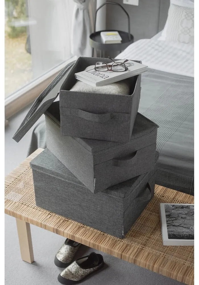 Sivý látkový úložný box s vekom 35x19x26 cm Soft Storage – Bigso Box of Sweden