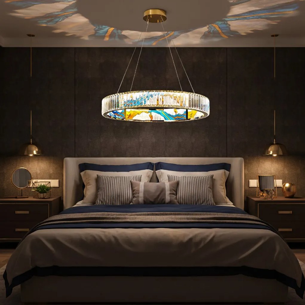 Toolight Toolight, LED stropné svietidlo 60cm + diaľkové ovládanie APP1748-CP, zlatá-priehľadná, OSW-07894