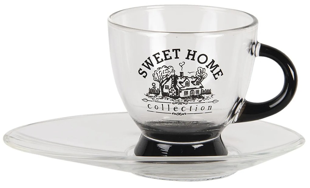 Šálka ​​a podšálka Sweet home s čiernym uchom - 230ml