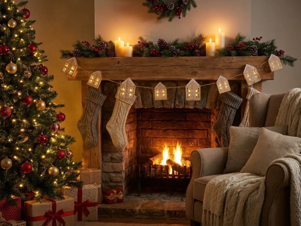 Vianočná LED svetelná girlanda WINTER VILLAGE, 2 m