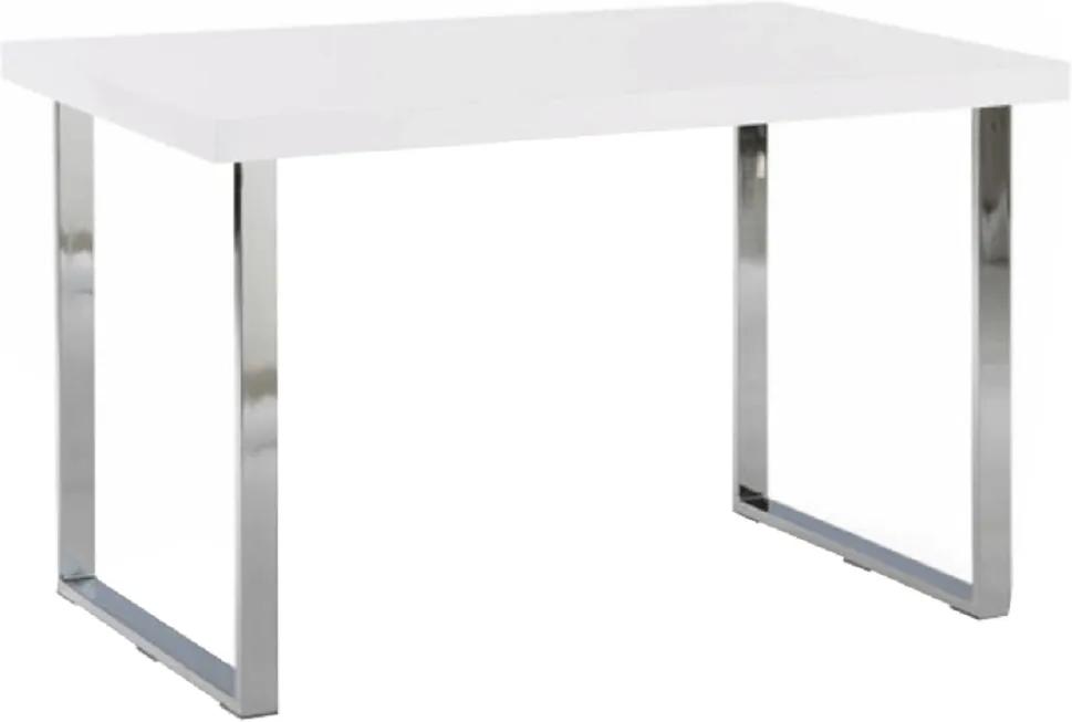 Jedálenský stôl, biela HG + chróm, TALOS