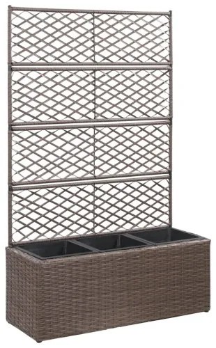 vidaXL Kvetináč s mriežkou, 3 nádoby 83x30x130 cm, polyratan, hnedý-