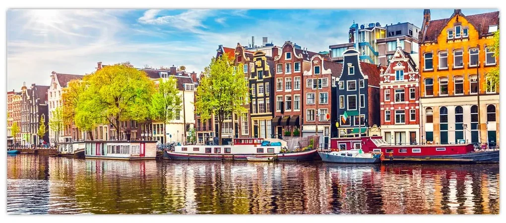 Obraz - Tancujúce domy, Amsterdam (120x50 cm)