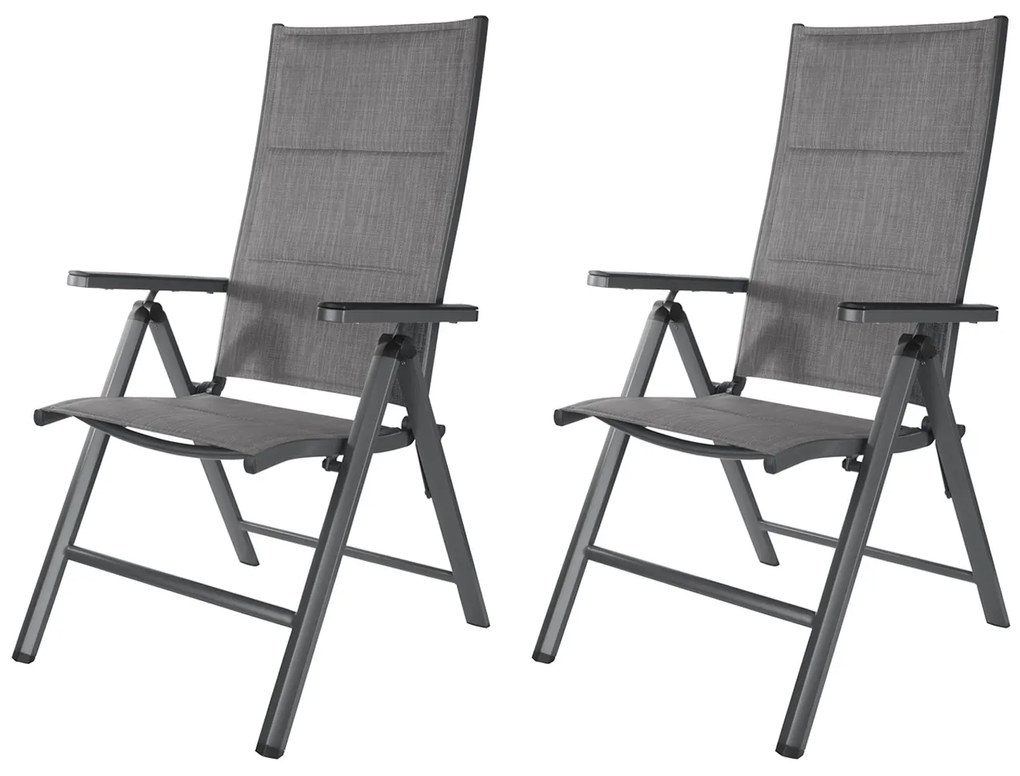 Livarno home Hliníkové kreslo Toronto s vysokým operadlom, antracitové, 2 kusy  (100385922)