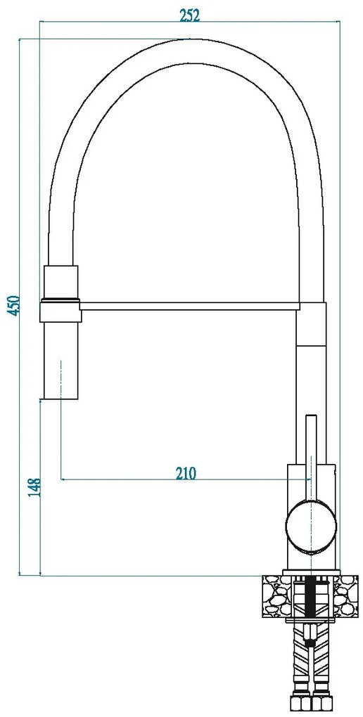 BATERIE ELLA chrom + hadice černá F
