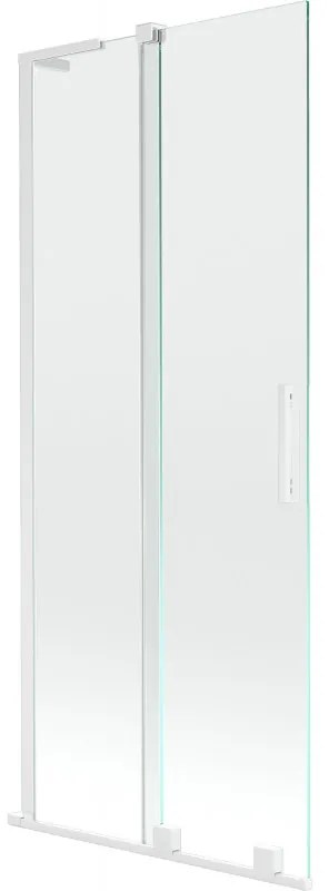 Mexen Velar L, 2-krídlová posuvná vaňová zástena 85 x 150 cm, 8mm číre sklo, biely profil, 896-085-003-01-20