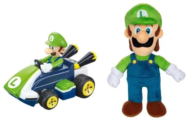 Carrera Mini autíčko na diaľkové ovládanie Luigi + Plyšová hračka Luigi, 23 cm  (800008000)