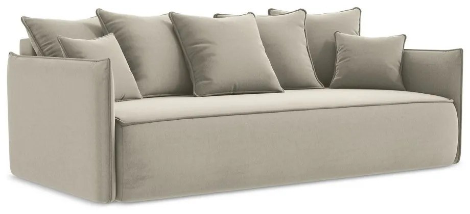 Béžová zamatová rozkladacia/s úložným priestorom pohovka 225 cm Hula – Makamii