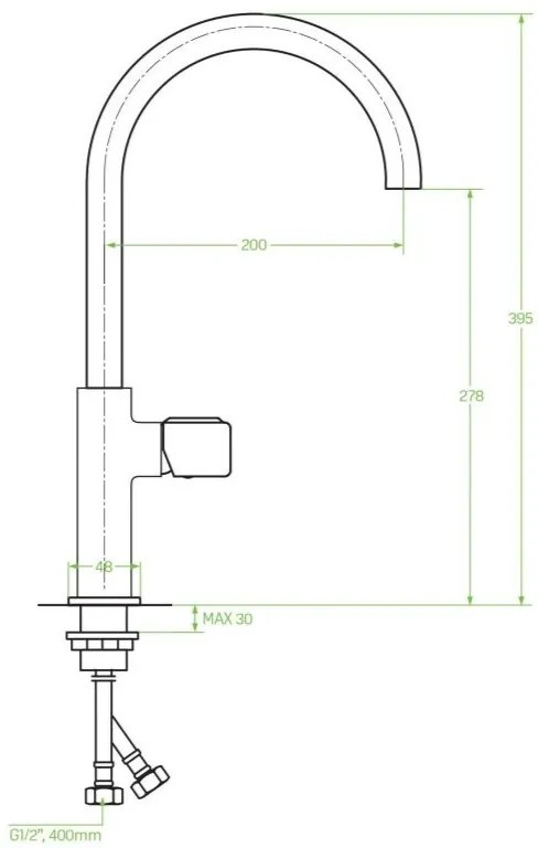 Laveo Pretto, vysoká drezová batéria h-395, chrómová, LAV-BAO_068D