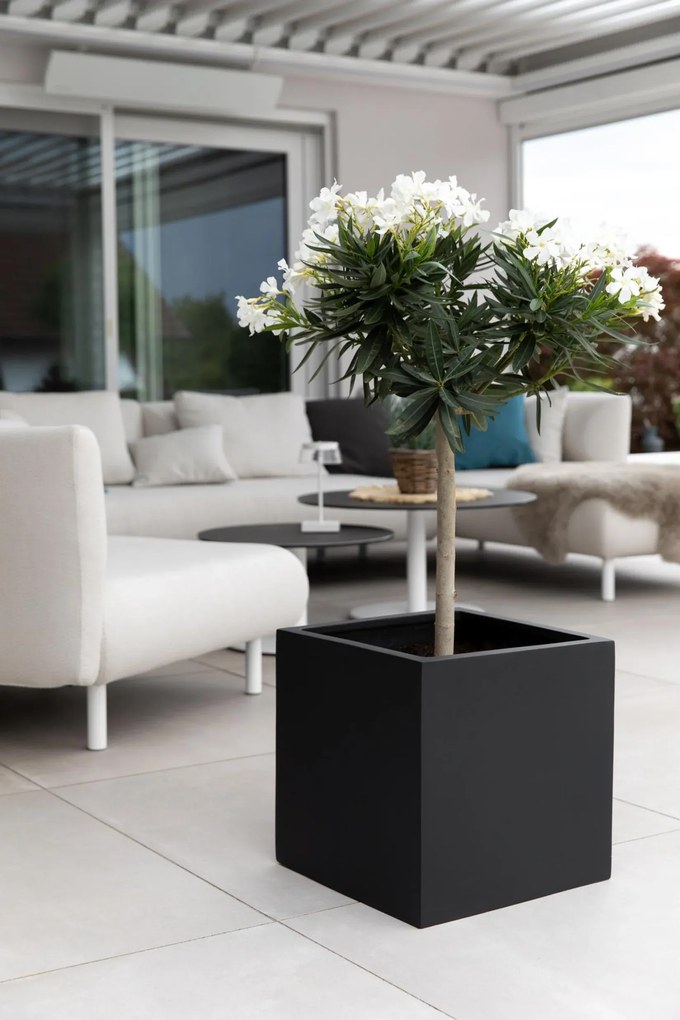 Kvetináč BLOCK, sklolaminát, 40x40x40 cm, antracit