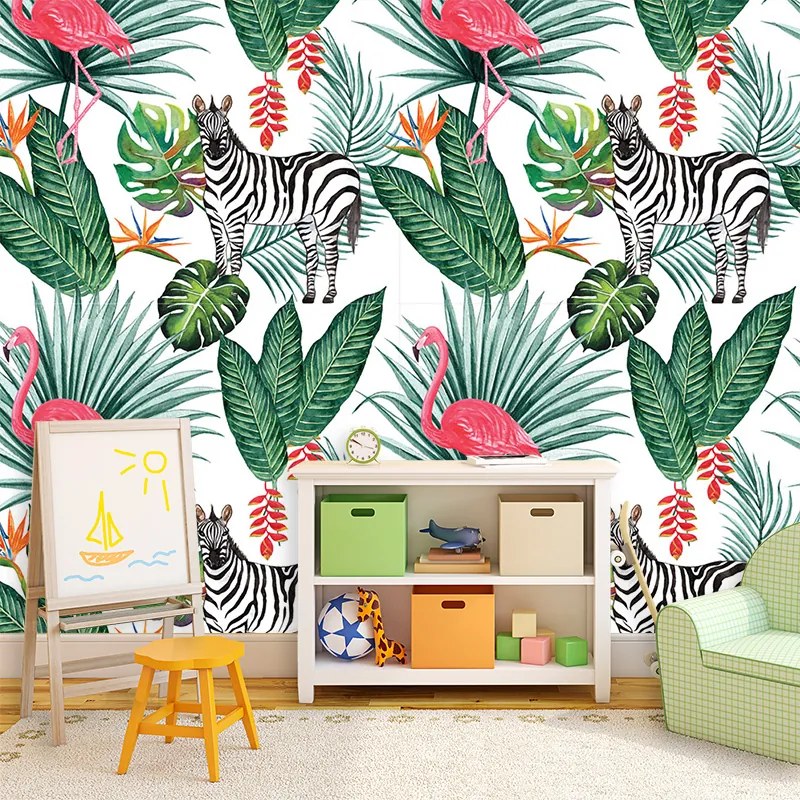 Sablio Tapeta Zebra a Plameniak - 125x75 cm