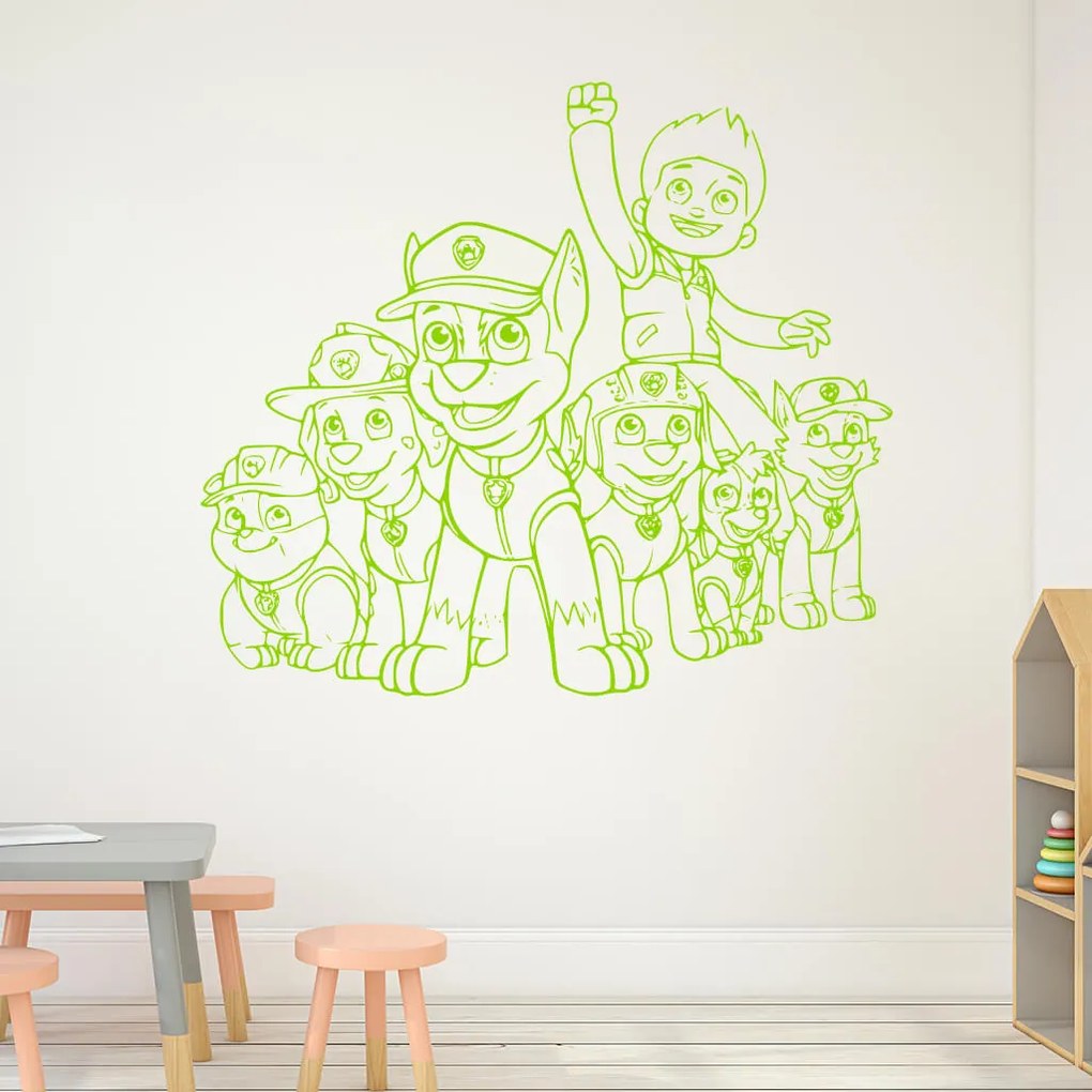Veselá Stena Samolepka na stenu na stenu Ryder a Labková patrola Farba: oranžová, Veľkosť: 100 x 88 cm