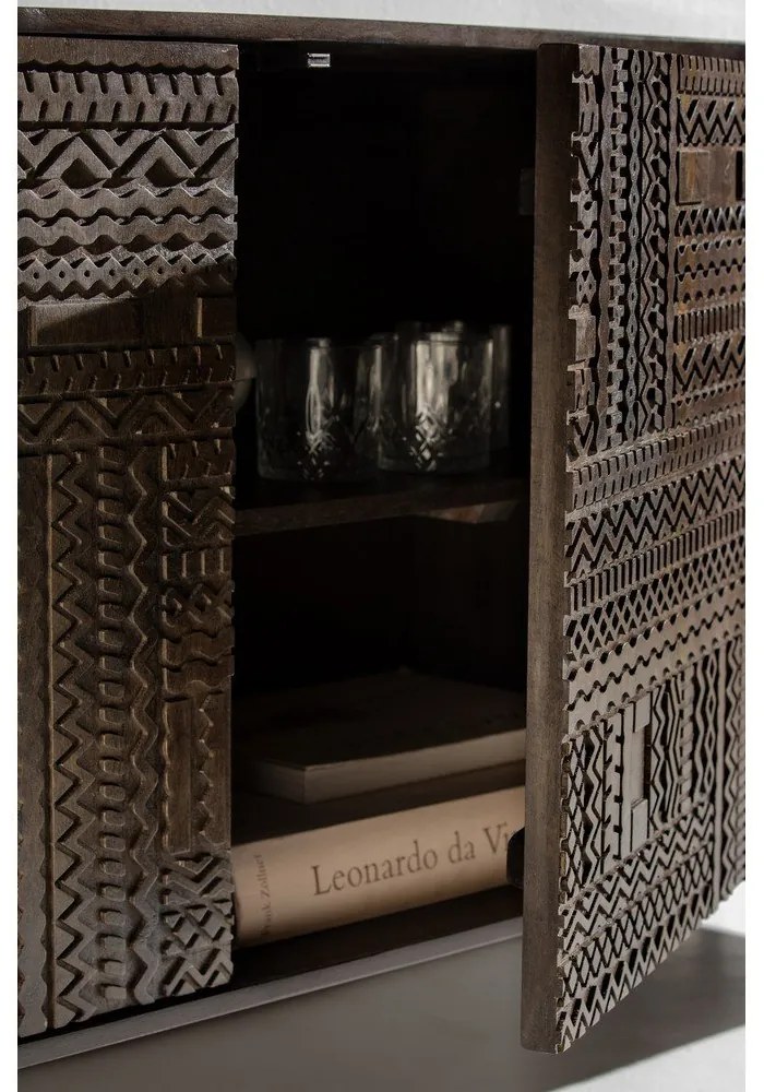 Tmavohnedý TV stolík z mangového dreva 145x48x40 cm Kalai – MOME