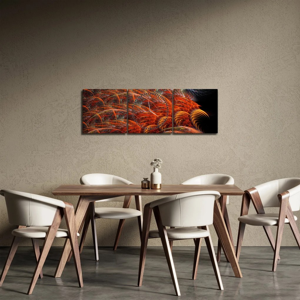 Obraz - Abstraktná imitácia peria (s hodinami) (90x30 cm)