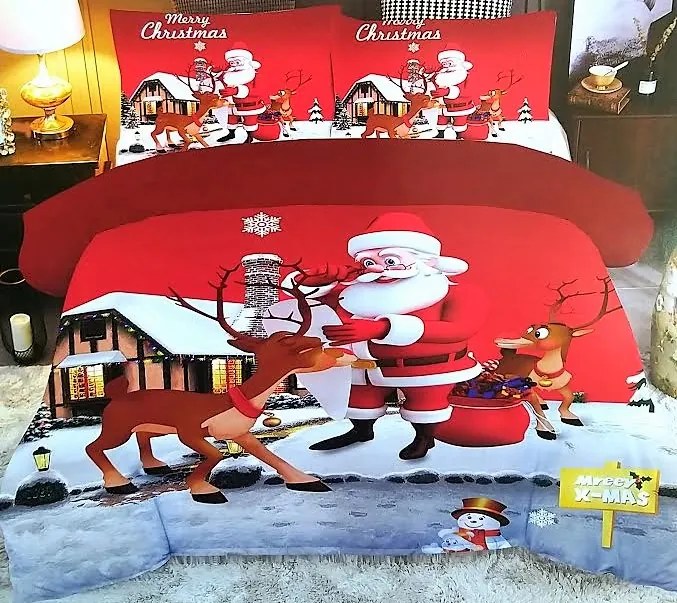 HoD Obliečky Vianočné Santa červené Bavlna 40x50 70x90 140x200 cm