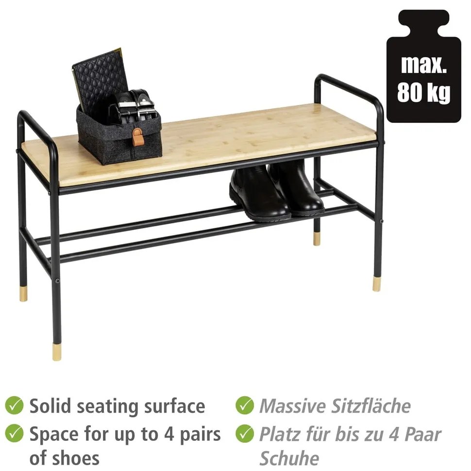 Čierna/prírodná kovová polička s lavicou Loft - Wenko