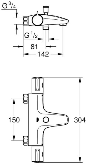 GROHE 34754000 - Termostatická vaňová batéria GROHTHERM 800 DN 15 lesklý chróm