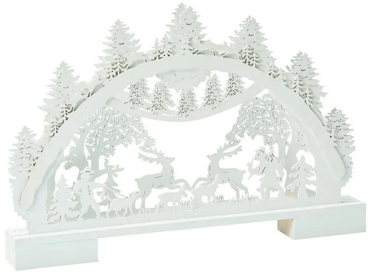 Drevená dekorácia s LED 41 cm, biela, assort