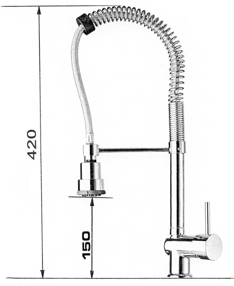 Sapho, RHAPSODY PROFESSIONAL 1 stojánkova drezová batéria so sprškou, výška 485mm, chrómová, 5547