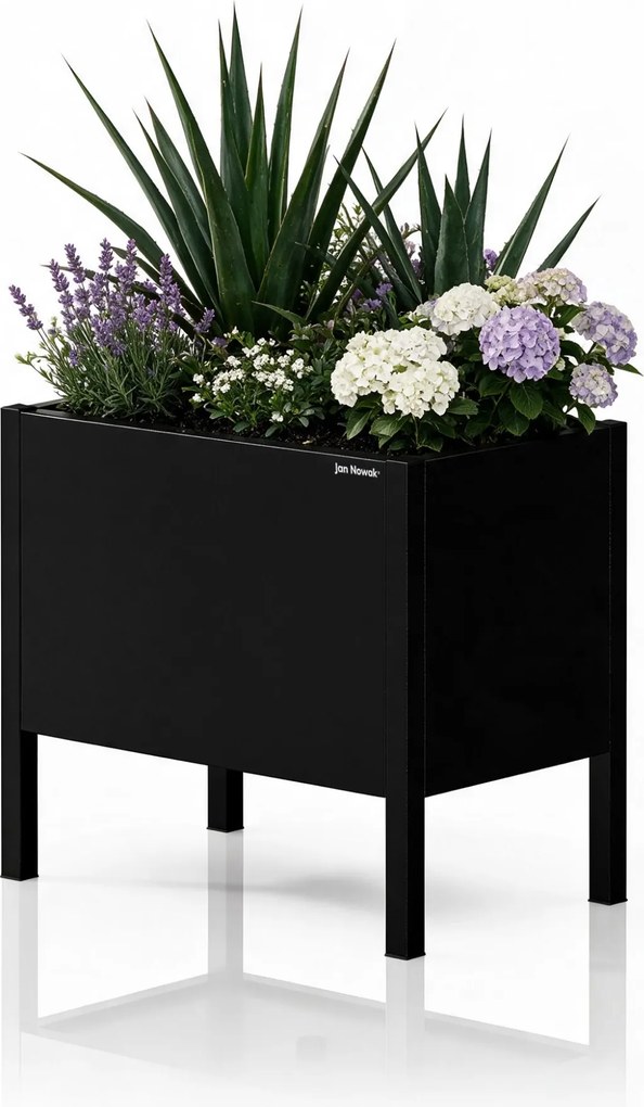 Malý kovový kvetináčový kryt čierny, 400x350x250 mm: DAISY