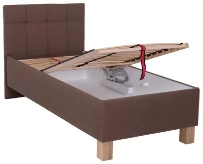 Čalúnená posteľ s matracom a úložným priestorom MARIA ONE 90x200 cm hnedá