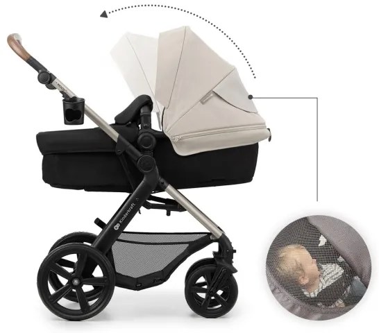 KINDERKRAFT-Kombinovaný kočík 3v1 MOOV 2 Moonlight grey + autosedačka MINK PRO