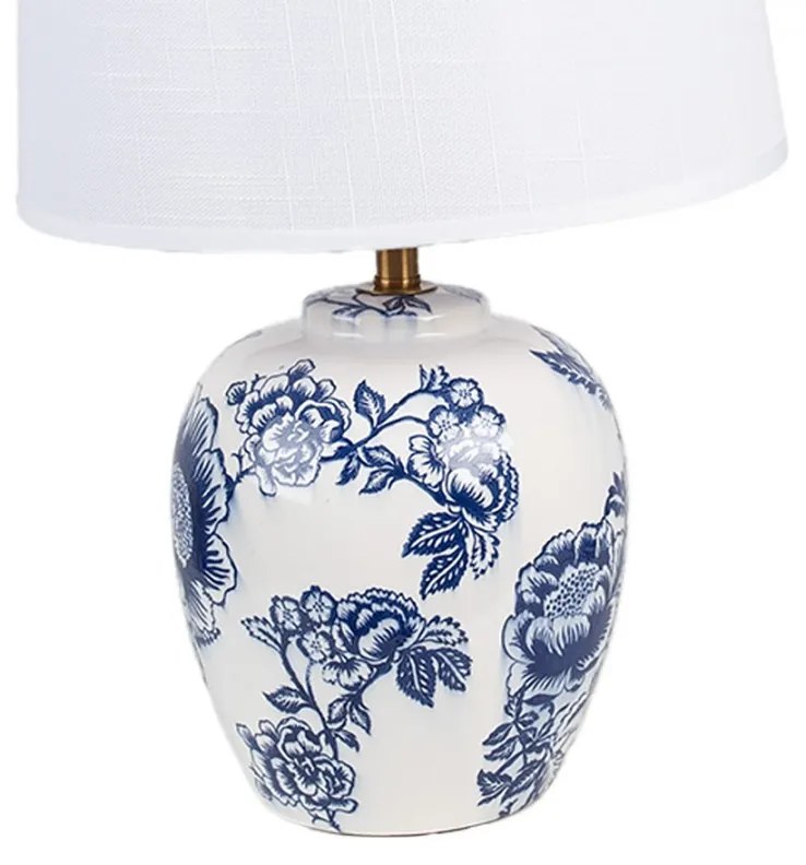 Vidiecka stolná lampa modrá keramika