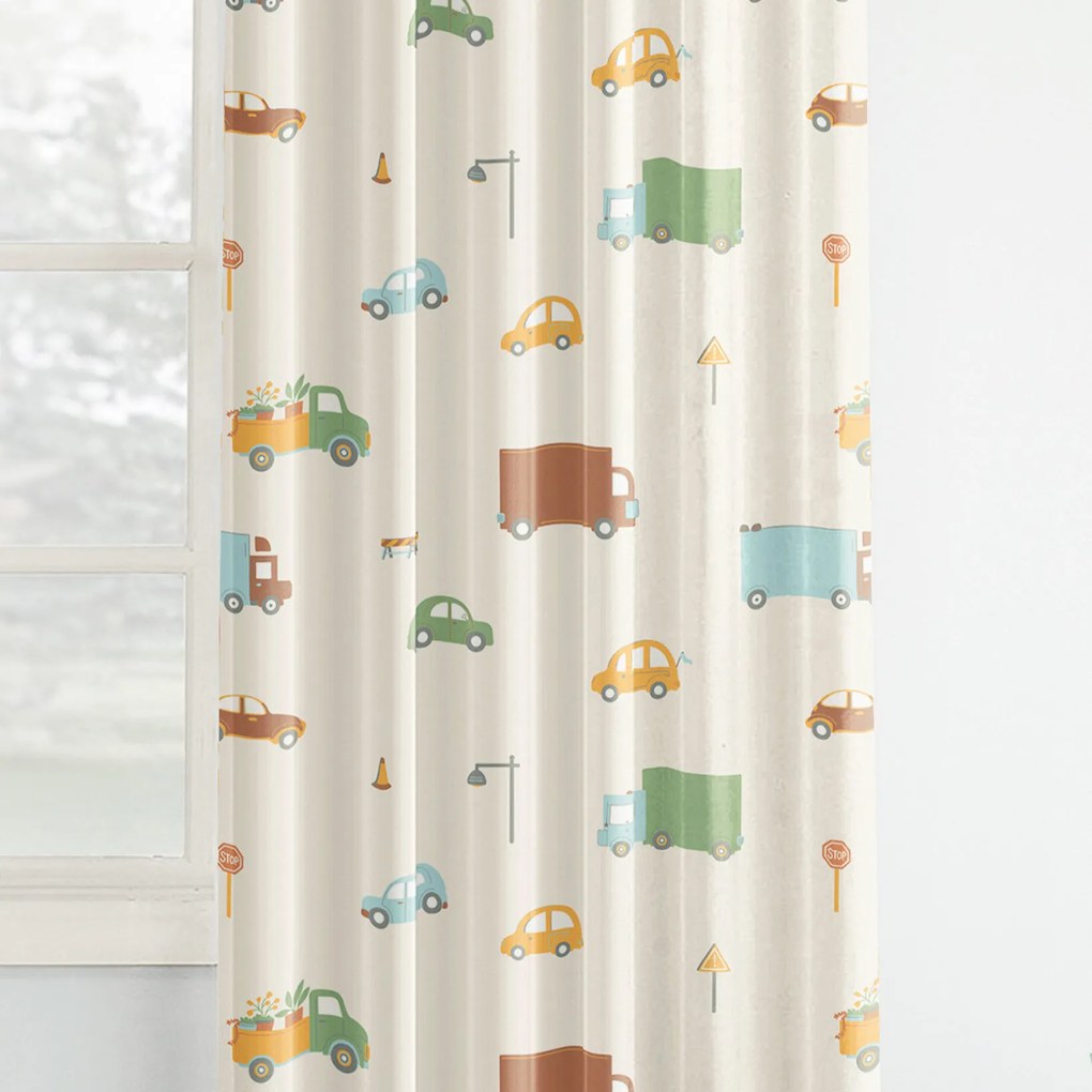 Goldea detský bavlnený záves - svet autíčok 180x150 cm