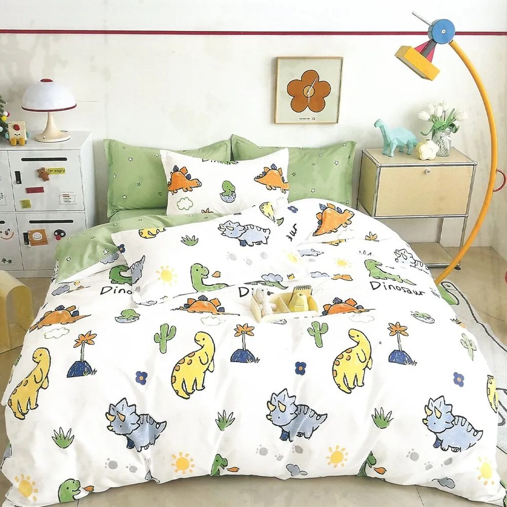 Posteľné obliečky KIDDO WHITE DINO 140x200 cm