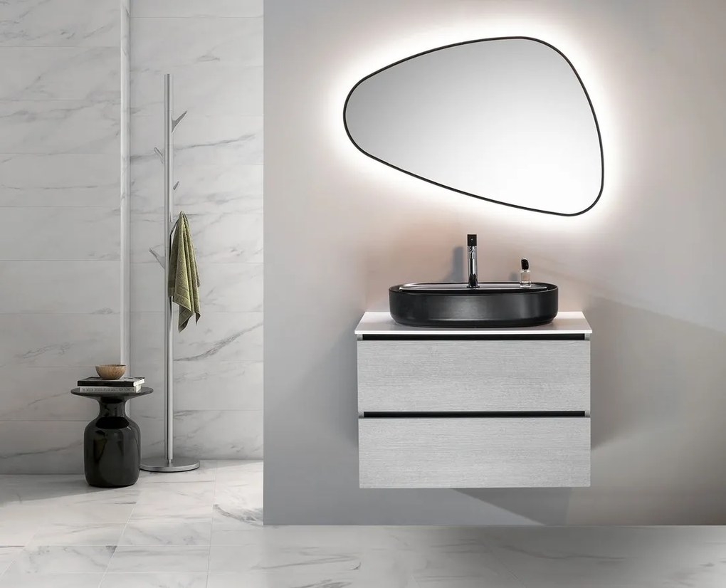 Sapho Sapho, ELENA LED podsvietené zrkadlo 20W, 68x96cm, čierna mat, 30574CI