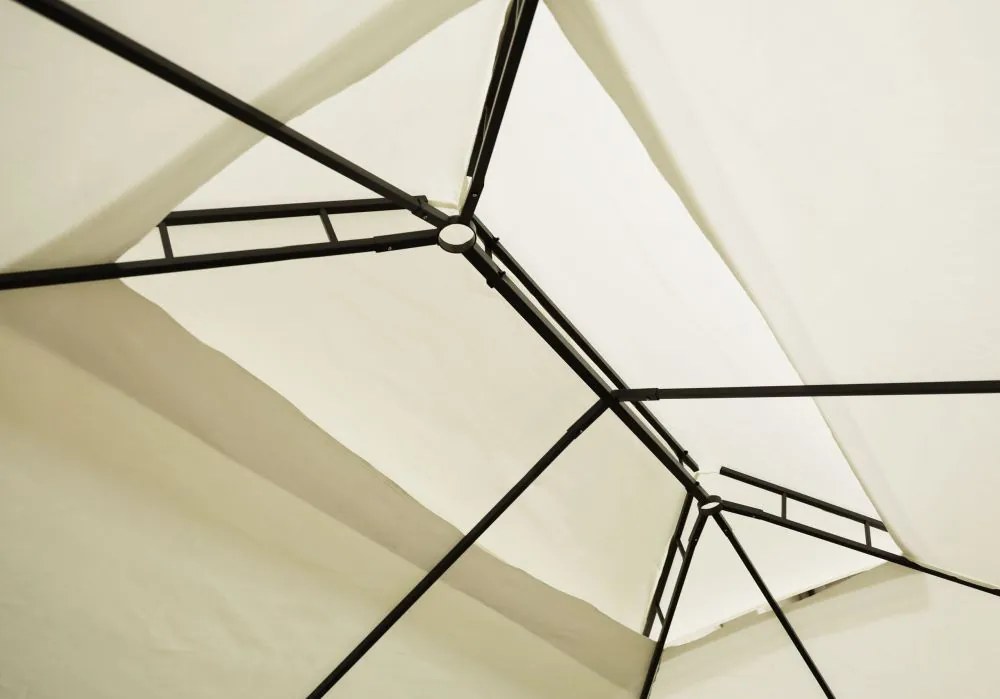 Luxusný záhradný pavilón 4x3x2,8 m - béžový - moskytiéra + plné steny