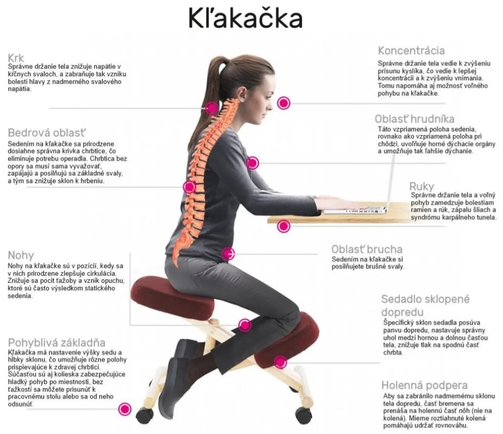Tempo Kondela Balančná kľakačka, čierna/prírodná, RENAR