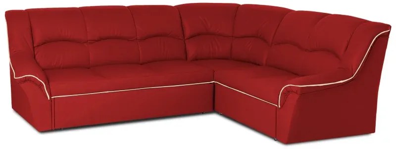 Kožená rohová sedacia súprava DUBAJ LUX XL II, pravá, červená/biela (K-55/K-1)
