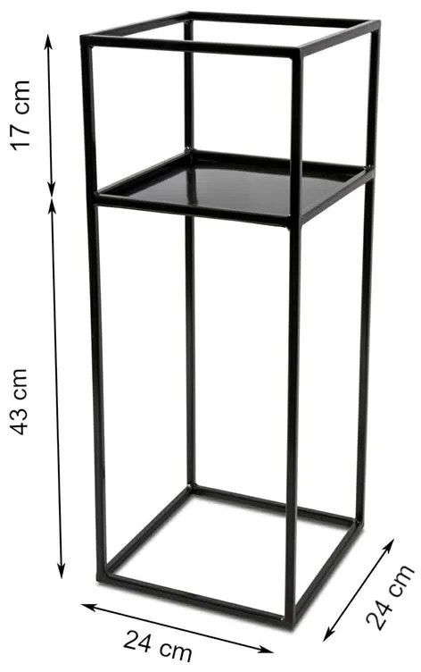 Stojan na kvety s policou 60 cm čierny