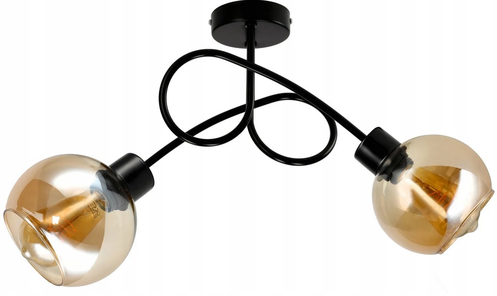 BERGE Sklenená LED stropná lampa 2xE27 - jantárová farba