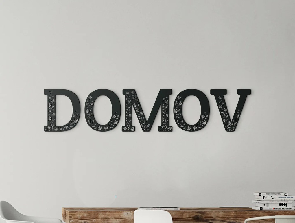 drevko Drevený nápis na stenu Domov Rozmer obrazu: 12,5 x 60 cm, Farba dekorácie: Čierna
