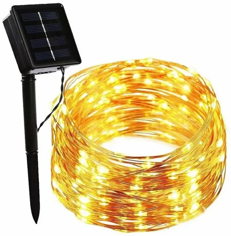 Zaparkorun Solárna LED reťaz 100 LED - biela - teplá biela