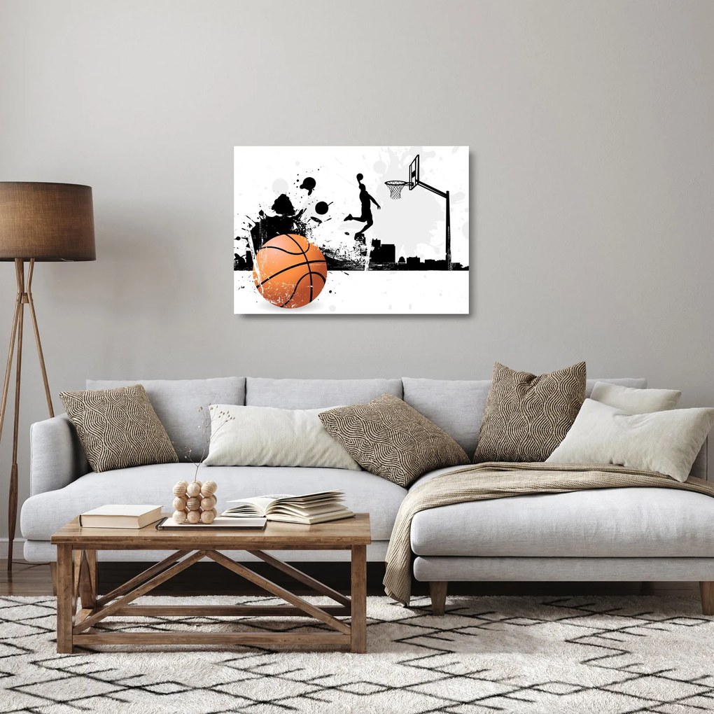 Sklenený obraz - Hráč basketbalu (70x50 cm)