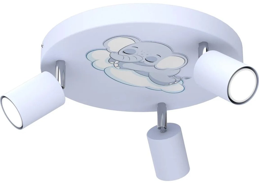 Detské bodové svietidlo FUN 3xGU10/8W/230V modrá/slon