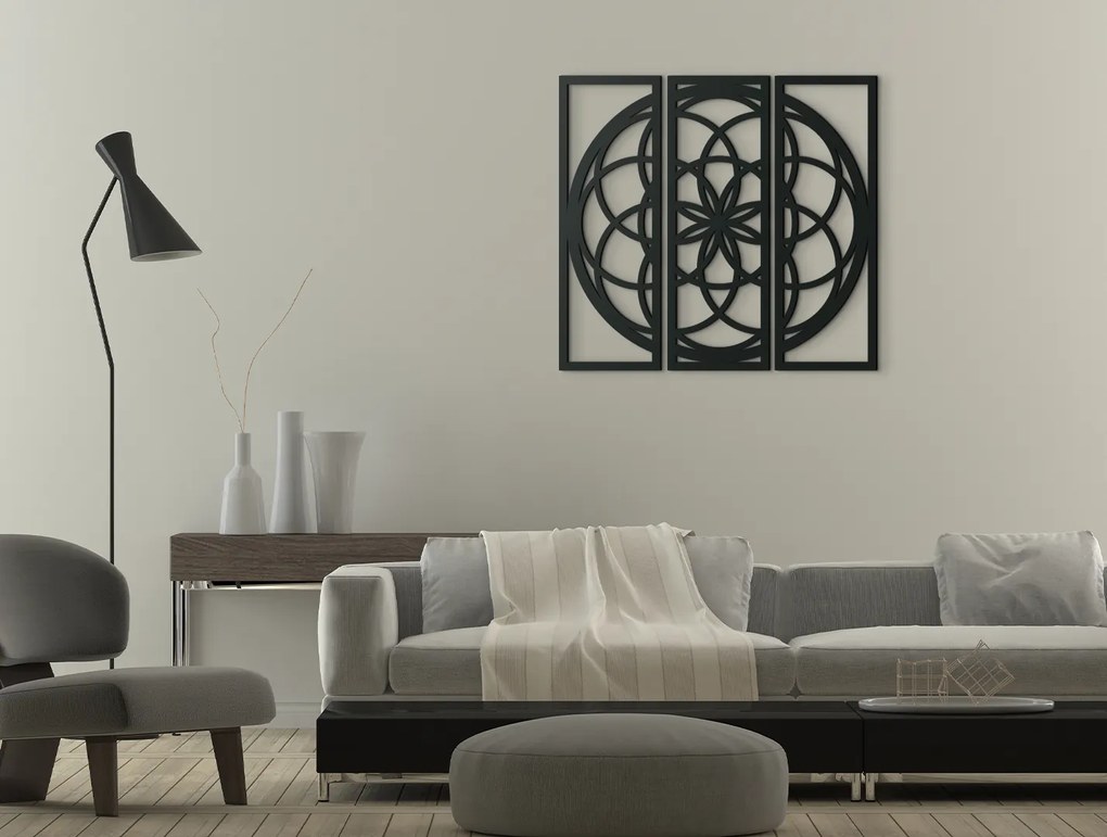 drevko Rodinná mandala na stenu Rozmer obrazu: 44,5 x 48 cm, Farba dekorácie: Čierna