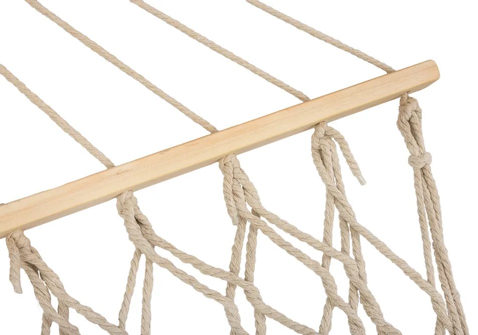 Záhradná hojdacia sieť boho mesh tassel 200cm ecru