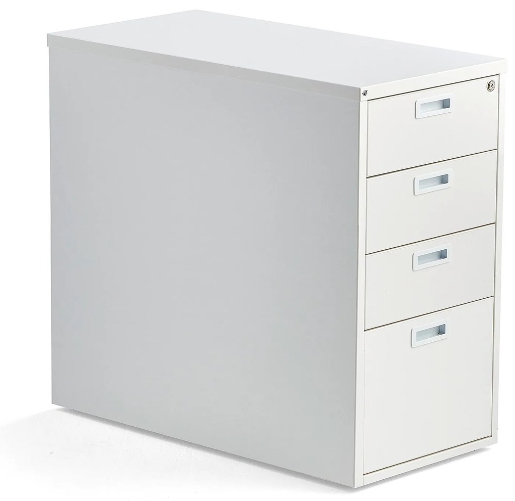 Kancelársky zásuvkový kontajner MODULUS, 4 zásuvky, uzamykateľný, biela