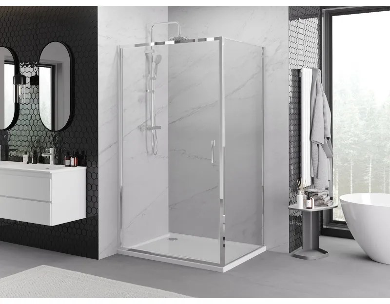Mexen Exo, sprchovací kút s krídlovými dverami 100 x 80 cm, 6mm číre sklo, chrómový profil, 817-100-080-01-00