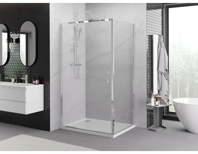 Mexen Exo, sprchovací kút s krídlovými dverami 100 x 80 cm, 6mm číre sklo, chrómový profil, 817-100-080-01-00