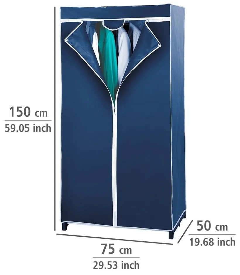 Modrá skladacia látková šatníková skriňa Wenko Air