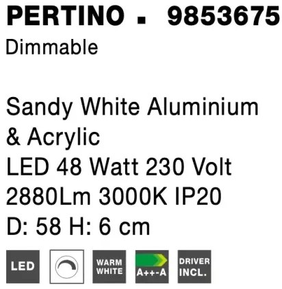 Stropné svietidlo LED so stmievaním Pertino 58 3000K biele